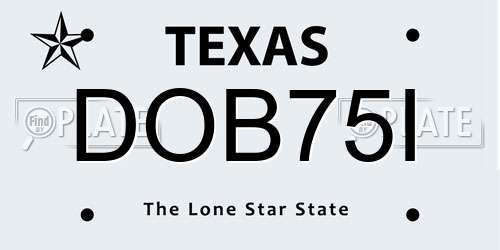 DOB75I Texas License Plate