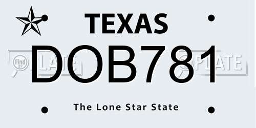 DOB781 Texas License Plate