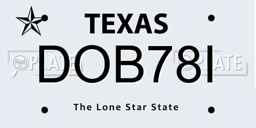DOB78I Texas License Plate
