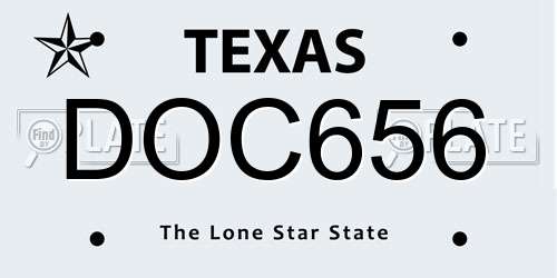 DOC656 Texas License Plate