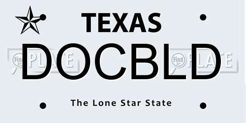 DOCBLD Texas License Plate