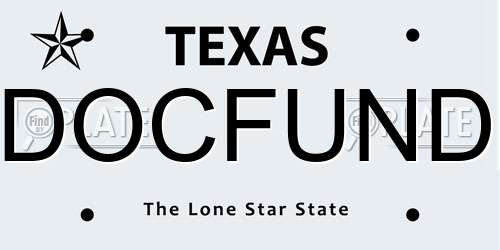 DOCFUND Texas License Plate