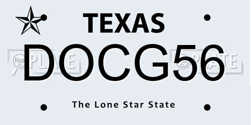 DOCG56 Texas License Plate