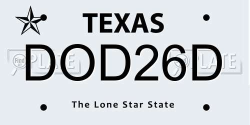 DOD26D Texas License Plate