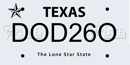 DOD26O Texas License Plate
