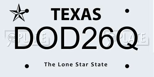 DOD26Q Texas License Plate
