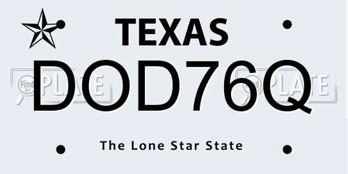 DOD76Q Texas License Plate