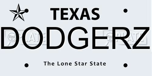 DODGERZ Texas License Plate