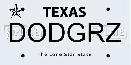 DODGRZ Texas License Plate