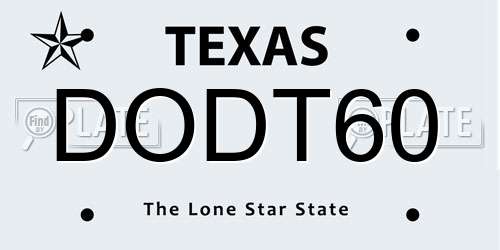 DODT60 Texas License Plate