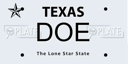 DOE Texas License Plate