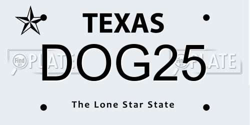DOG25 Texas License Plate