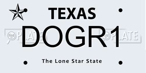 DOGR1 Texas License Plate