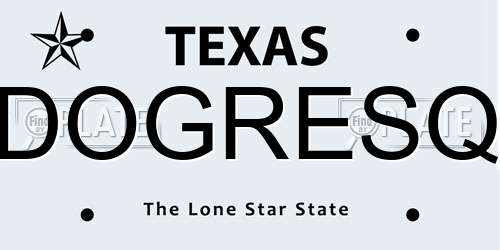 DOGRESQ Texas License Plate