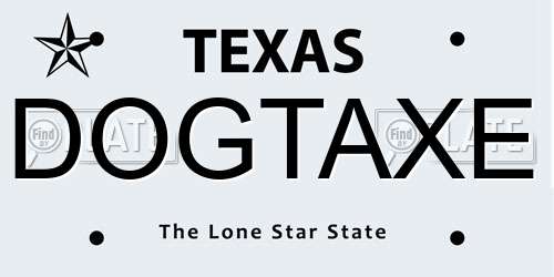 DOGTAXE Texas License Plate
