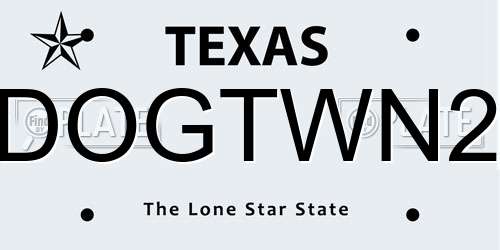 DOGTWN2 Texas License Plate