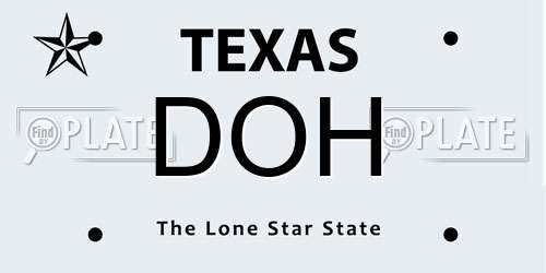 DOH Texas License Plate