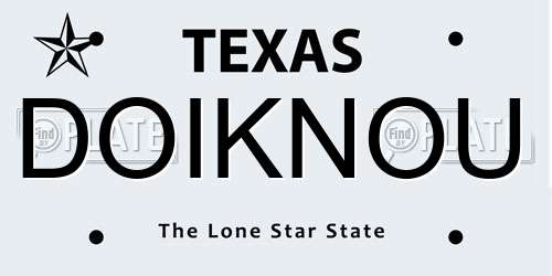 DOIKNOU Texas License Plate