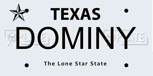 DOMINY Texas License Plate