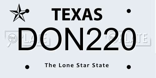 DON220 Texas License Plate
