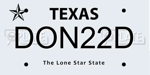 DON22D Texas License Plate