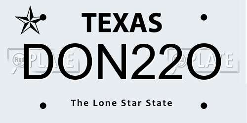 DON22O Texas License Plate