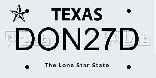 DON27D Texas License Plate