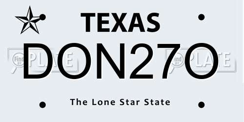 DON27O Texas License Plate