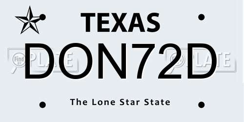 DON72D Texas License Plate