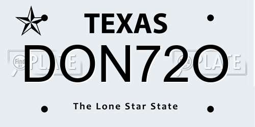 DON72O Texas License Plate