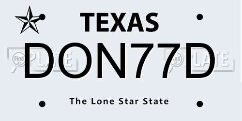 DON77D Texas License Plate