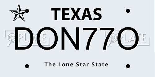 DON77O Texas License Plate