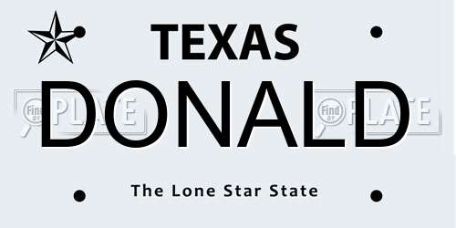 DONALD Texas License Plate