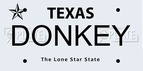 DONKEY Texas License Plate