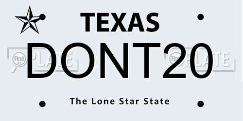 DONT20 Texas License Plate