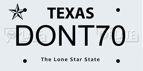 DONT70 Texas License Plate