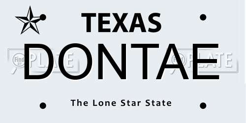 DONTAE Texas License Plate