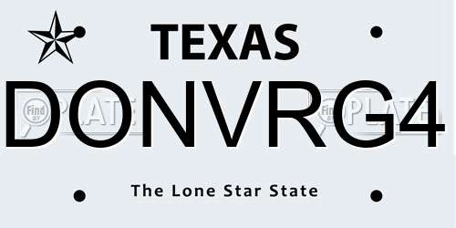 DONVRG4 Texas License Plate