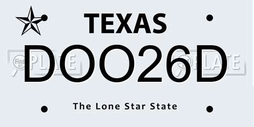 DOO26D Texas License Plate