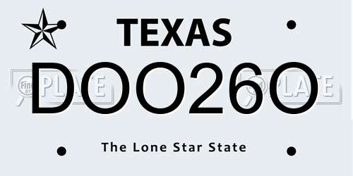 DOO26O Texas License Plate