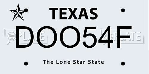 DOO54F Texas License Plate