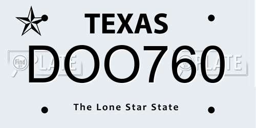 DOO760 Texas License Plate