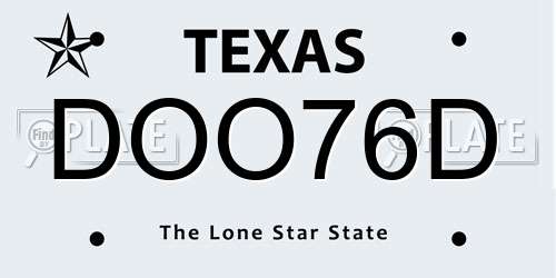 DOO76D Texas License Plate