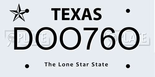 DOO76O Texas License Plate