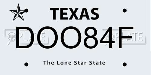 DOO84F Texas License Plate