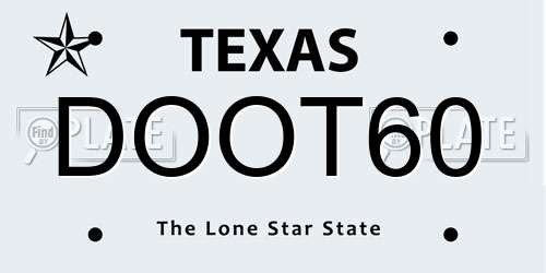 DOOT60 Texas License Plate