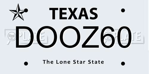 DOOZ60 Texas License Plate