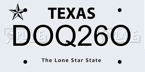 DOQ26O Texas License Plate