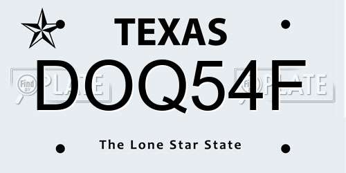 DOQ54F Texas License Plate