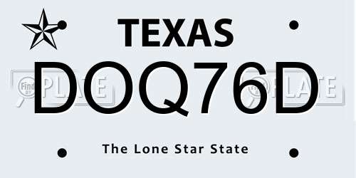 DOQ76D Texas License Plate